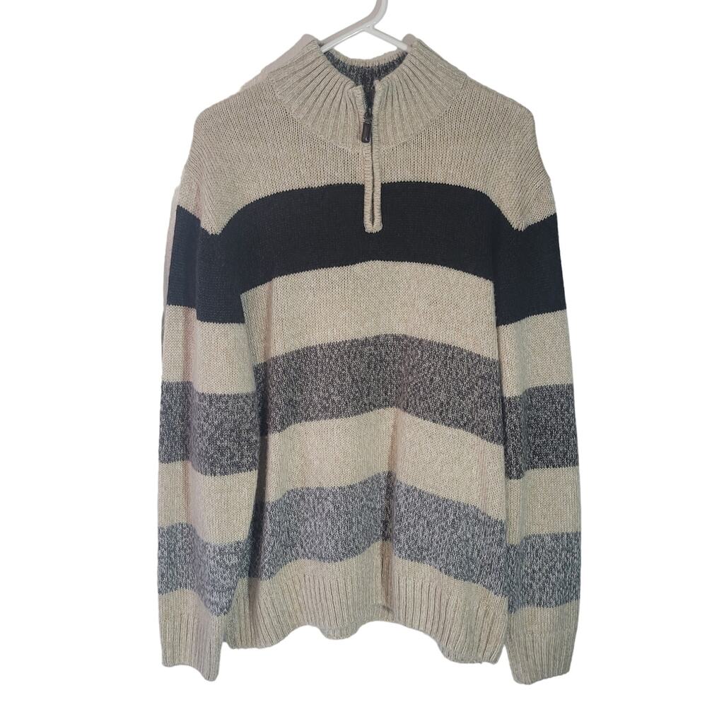 Tricots St.‎ Raphael	Size XL Men's Quarter Zip Chunky Pullover Sweater Striped